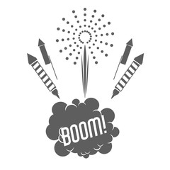 firework boom bubble celebration explosion icon. Isolated and silhouette illustration. Black and White colored. Vector graphic