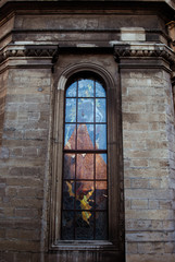 Fototapeta na wymiar Stained glass of a church in Lviv, Ukraine