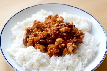 Chilli con carne with fluffy rice