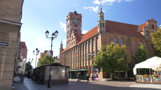 Old town - Torun. UHD footage. People on the streets of old town in Torun. August, 2016