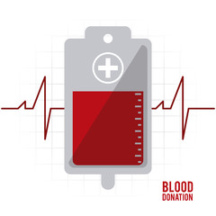 blood bag pulse donation icon. Colorfull and flat illustration. Vector graphic