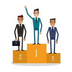 Businessman step man male winner business icon. Colorfull and flat illustration. Vector graphic