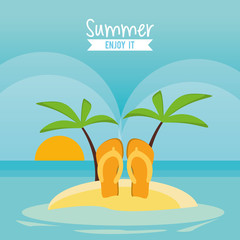 sandals palm tree summer holiday vacation icon. Colorfull and flat illustration. Vector graphic