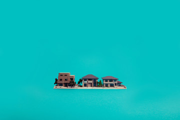 住宅模型 緑背景