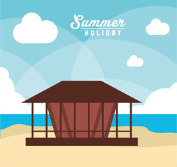house beach summer holiday vacation icon. Colorfull and flat illustration. Vector graphic