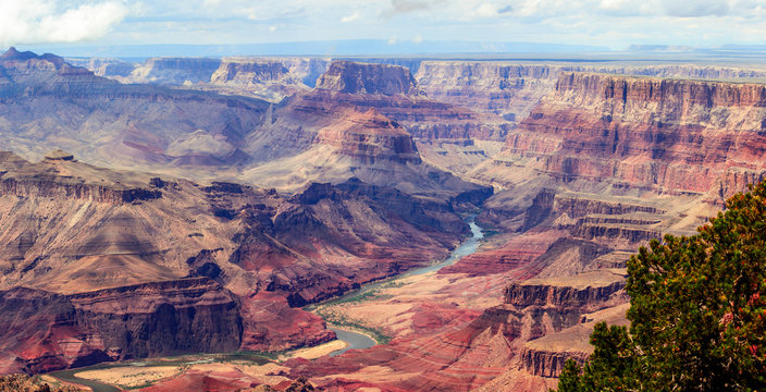 Panorama image of Colorado river through Grand Canyon