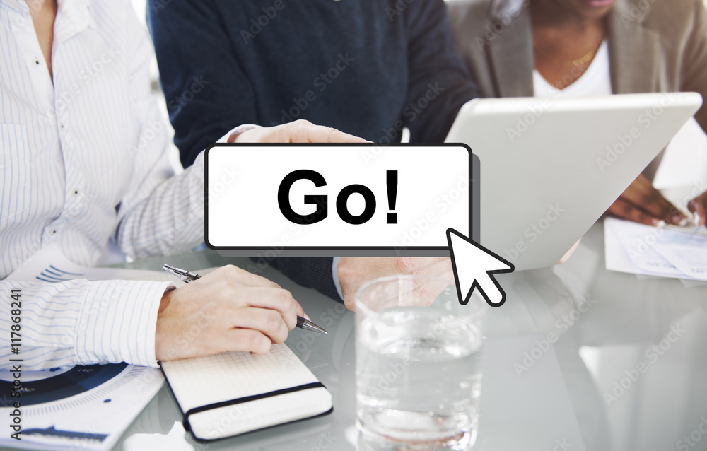 Aufkleber go motivation encourage click technology concept
