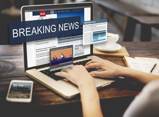 Fototapeta premium Breaking News Media Announcement Social Concept