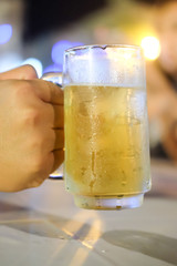 Mug fresh beer with cap