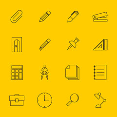 Education stationery outline icon set vector illustration