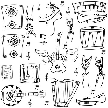 Doodle of hand draw stock music theme