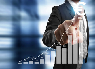  financial symbols coming from hand