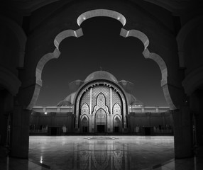 Mosque interior background black and white (monochrome) fine art