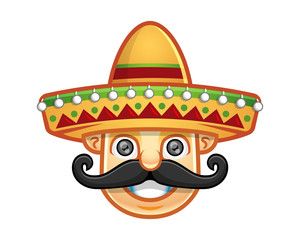 Vector of man wearing sombrero with mustache