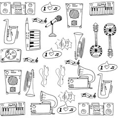 Doodle of music object hand draw