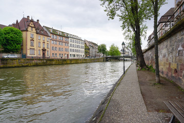 Fototapeta premium Beautiful building along the river in old town of Strasbourg