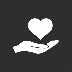 Heart in hand - vector icon.