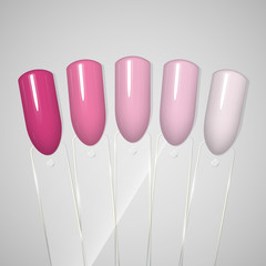 Nail polish. Gel polish. Nail polish in different colors. Tips. Vector illustration