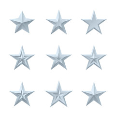 Silver star icons in different style.