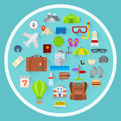 Set of tourism and travel icons.