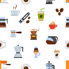 Coffee icons seamless pattern.