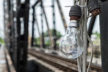 llght bulb decorate on iron bridge