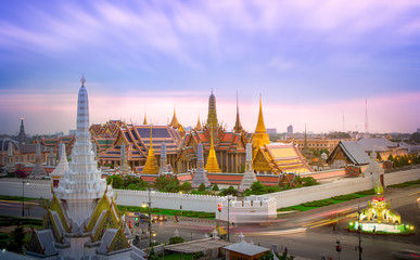 The beauty of the Emerald Buddha Temple at twilight.