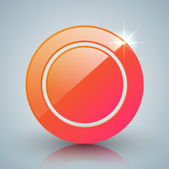 Red circle icon with white reflect.