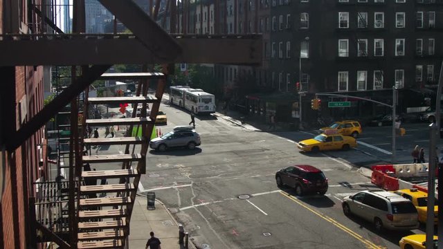 view of a manhattan street, shot from the high line park