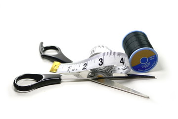 Sewing Equipment on White Background