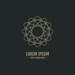 Luxury abstract logotype in the shape of a flower. Simple geometric emblem for boutique, relax or spa center, yoga studio, healthcare and traditional medicine . Vector ornamental sign. Lineart logo.