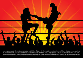 Obraz premium thai boxing background vector illustration