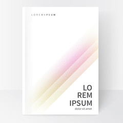 Vector Brochure, leaflet, flyer, cover template. Modern Abstract background yellow & pink diagonal lines. stipple background