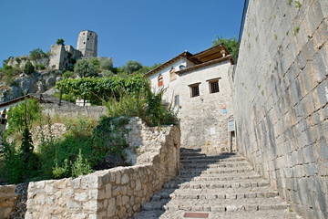Fototapeta na wymiar Panoramic view of Pocitelj, medieval city in Bosnia and Hercegovina