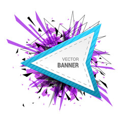 White banner decorated with blue frame.