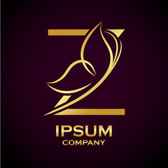 Abstract letter Z logo,Butterfly Gold, beauty and fashion logo