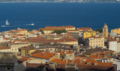 The houses of Ajaccio city, Corsica island, France.