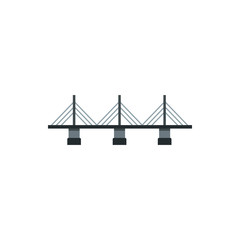 Suspension bridge icon in flat style on a white background