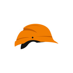 Orange construction helmet icon in flat style on a white background