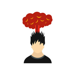 Man with red cloud over head icon in flat style on a white background