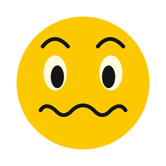 Puzzled emoticon icon in flat style isolated on white background. Facial expressions symbol