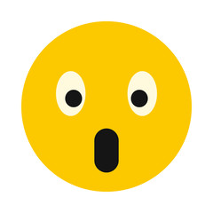 Surprised smiley icon in flat style isolated on white background. Facial expressions symbol