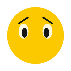 Thoughtful smiley icon in flat style isolated on white background. Facial expressions symbol