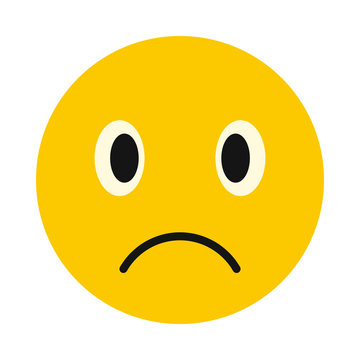 Sad face icon in flat style isolated on white background. Facial expressions symbol