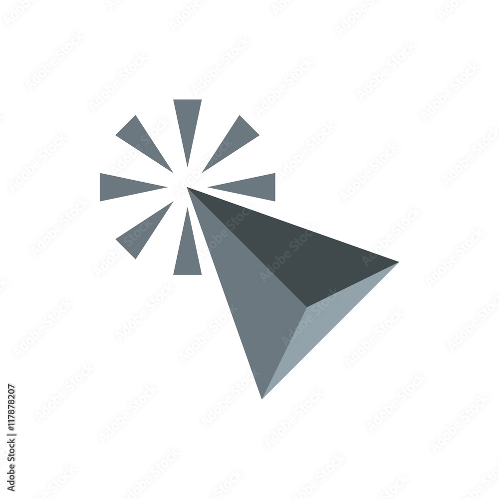 Poster grey cursor icon in flat style isolated on white background. computer and internet symbol