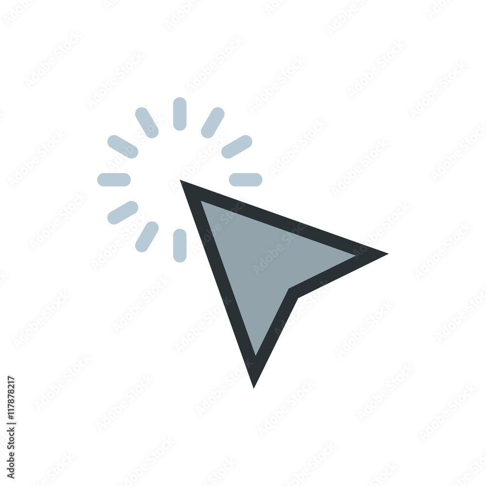Poster cursor clicks icon in flat style isolated on white background. computer and internet symbol