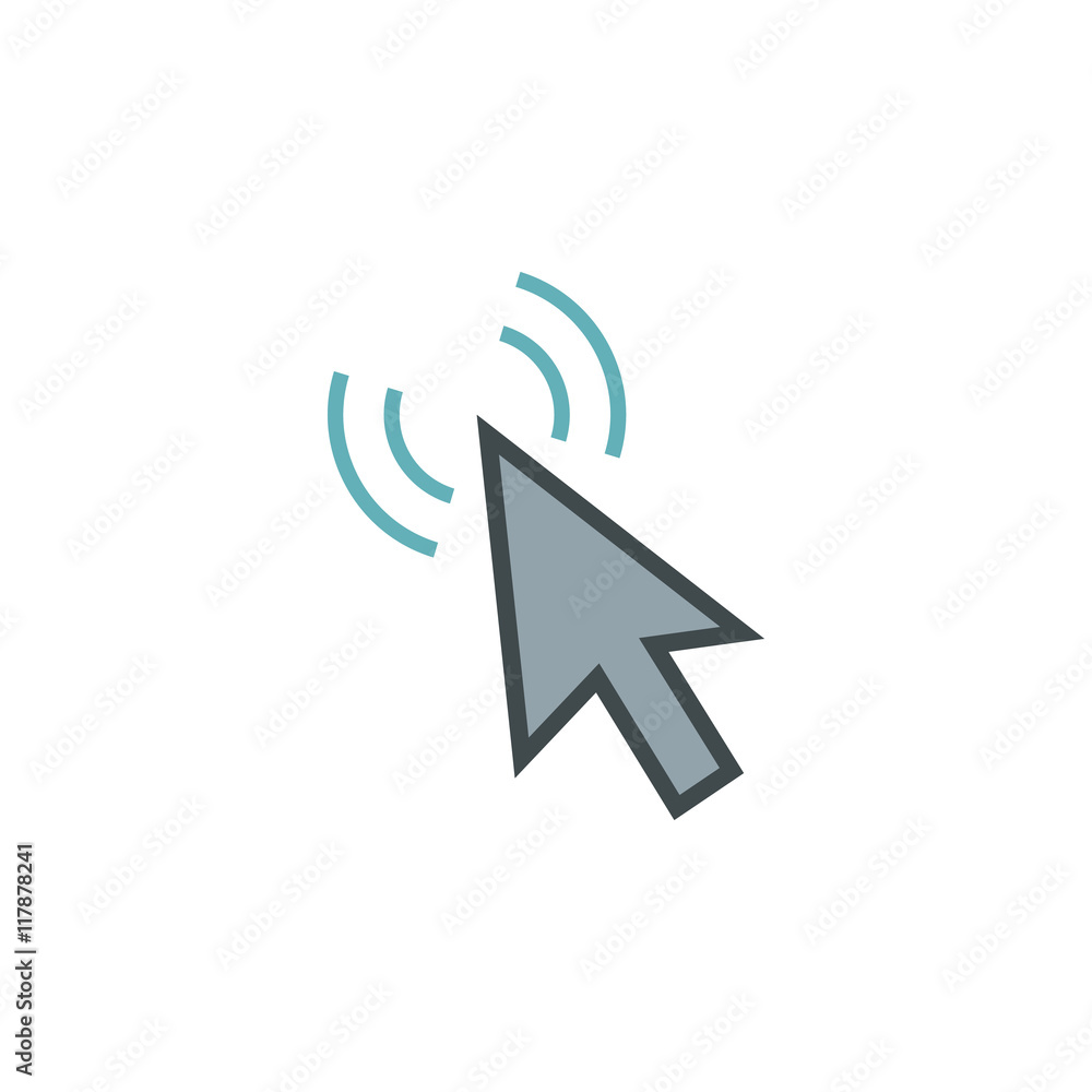 Poster cursor of mouse clicks icon in flat style isolated on white background. computer and internet symbol