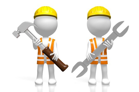 3D two workmen