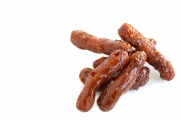 Japanese Fried Dough Snacks on White Background