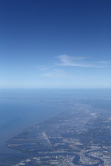 Aerial view of Ueno International airport and sea